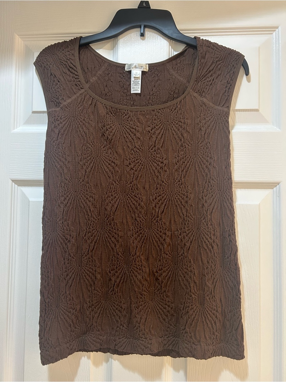 Nine Britton Brown Textured Cap-Sleeve Top nwot stitch fix